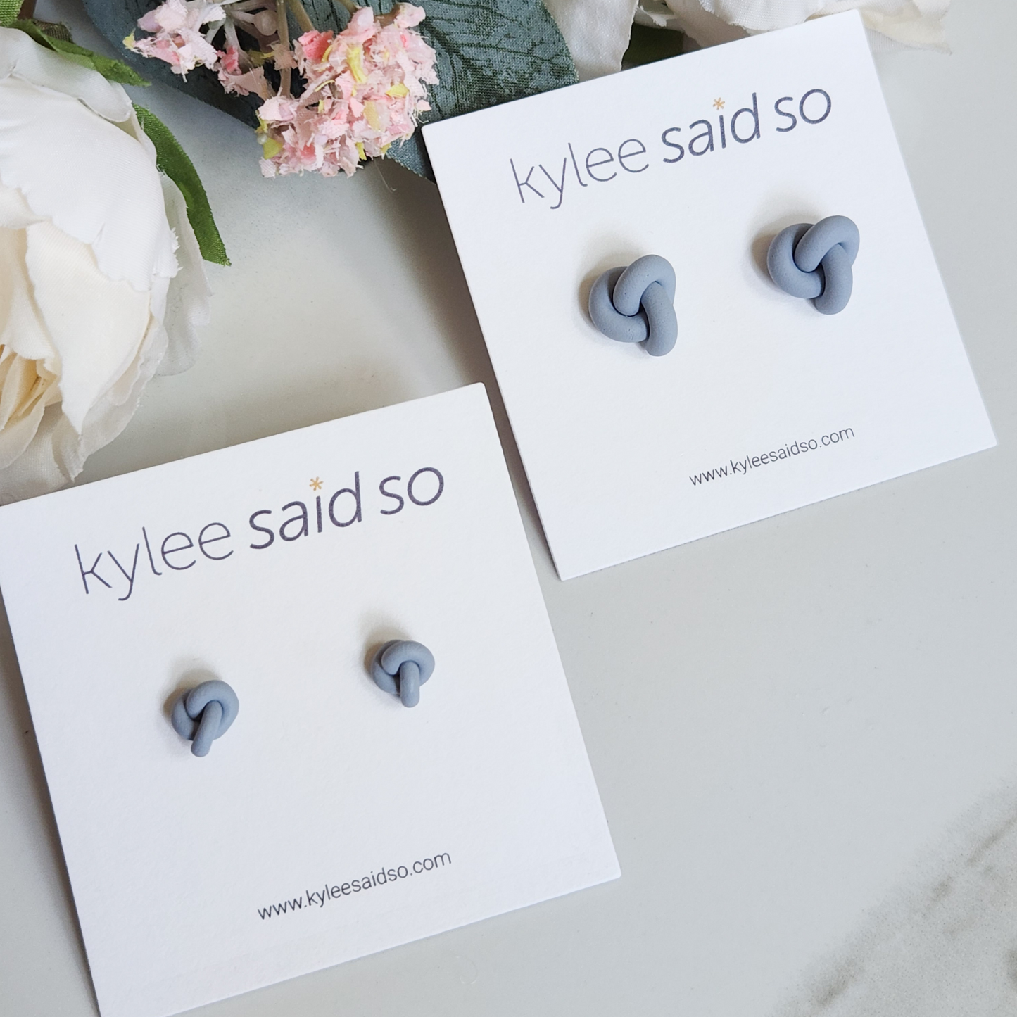 Pale Blue Knot Stud Earrings