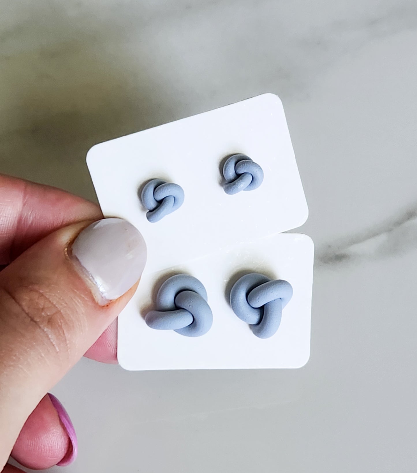 Pale Blue Knot Stud Earrings