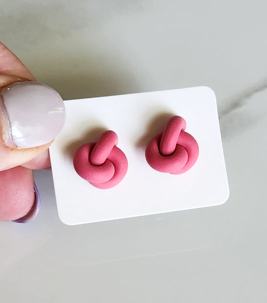 True Pink Knot Stud Earrings