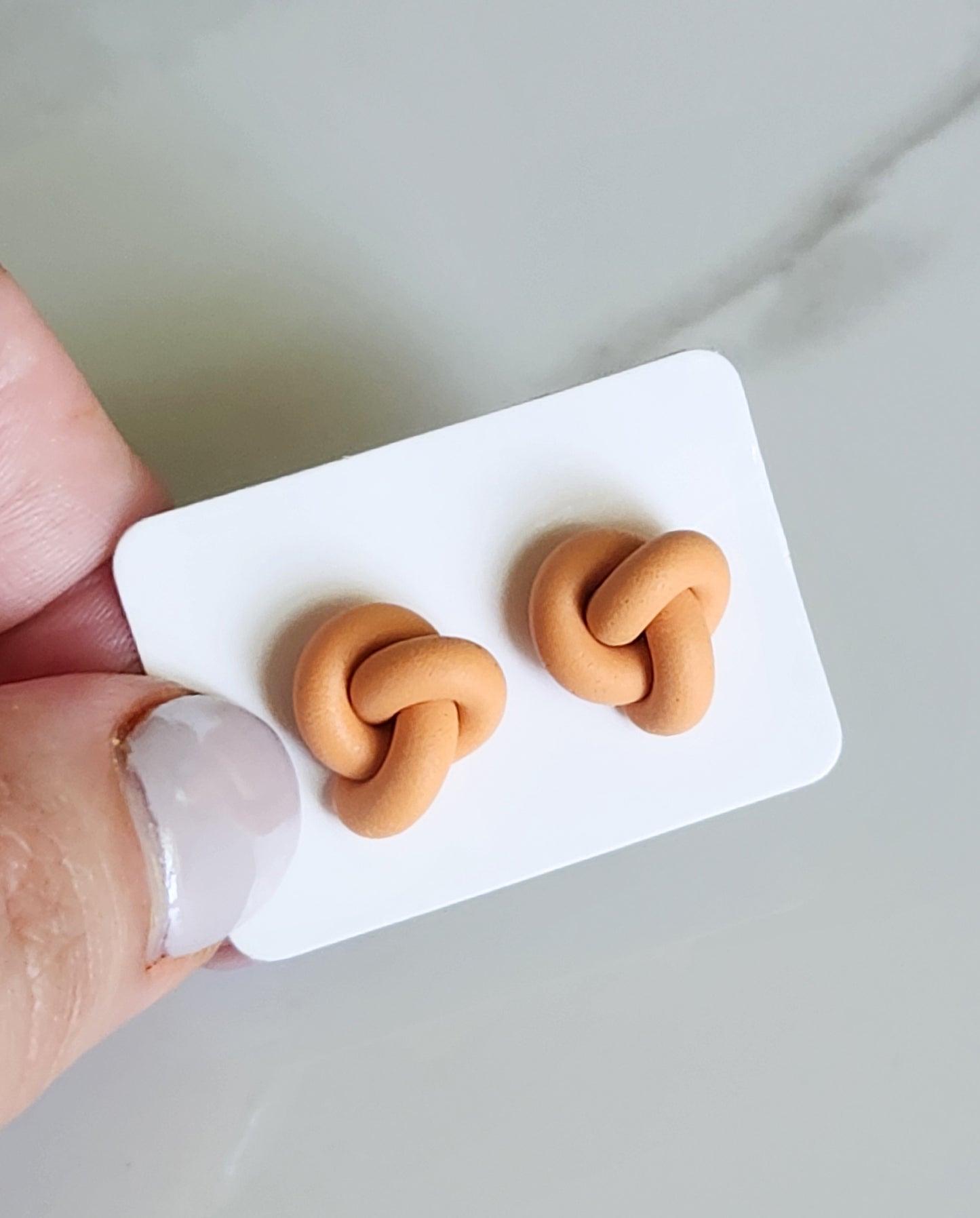 Apricot Knot Stud Earrings
