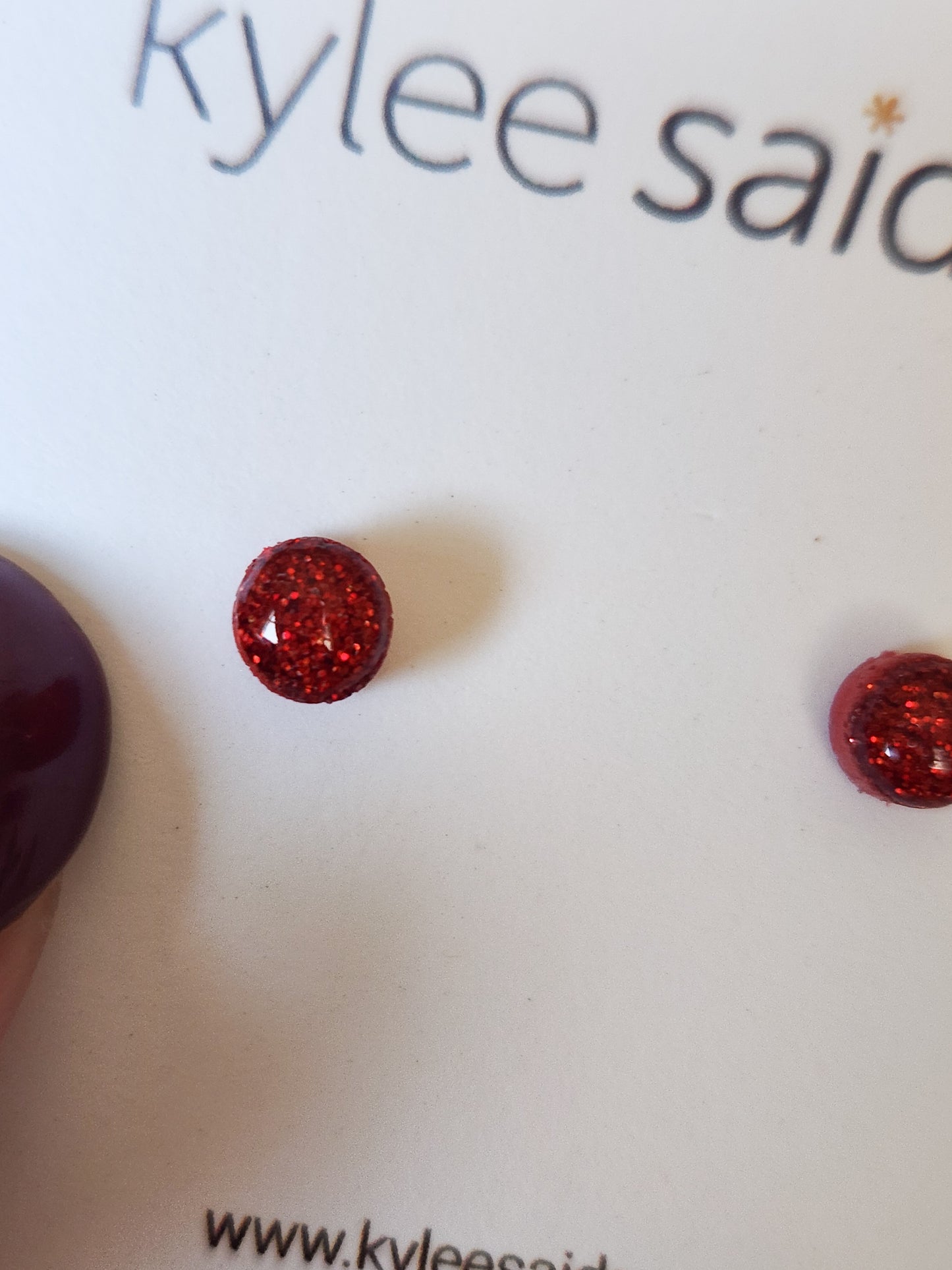 Red Glitter Dot Studs