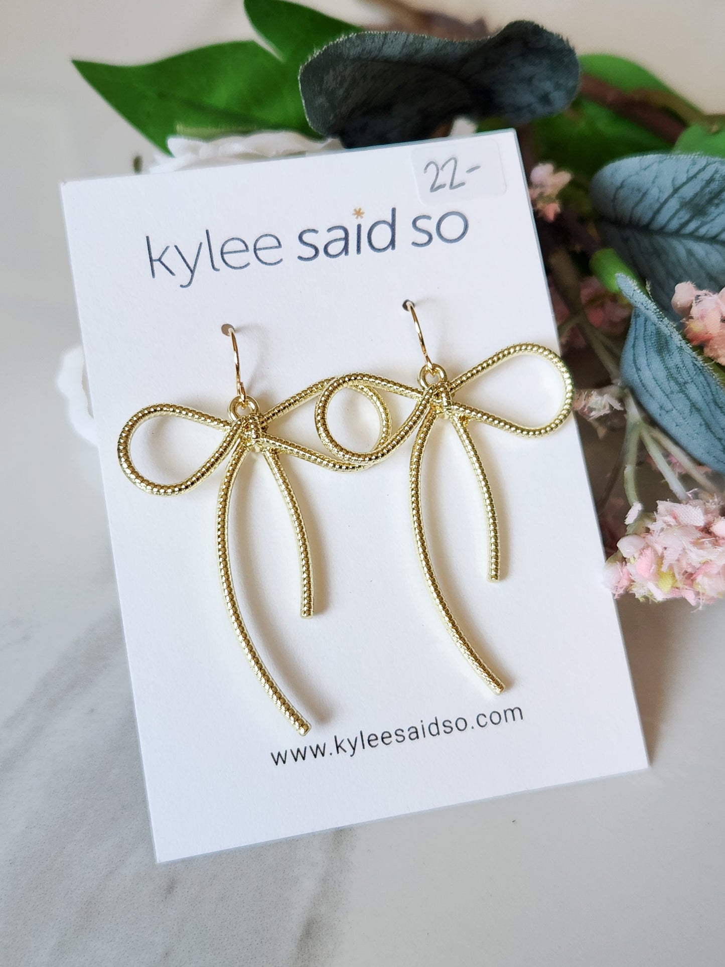 Metal Bow Dangle Earrings