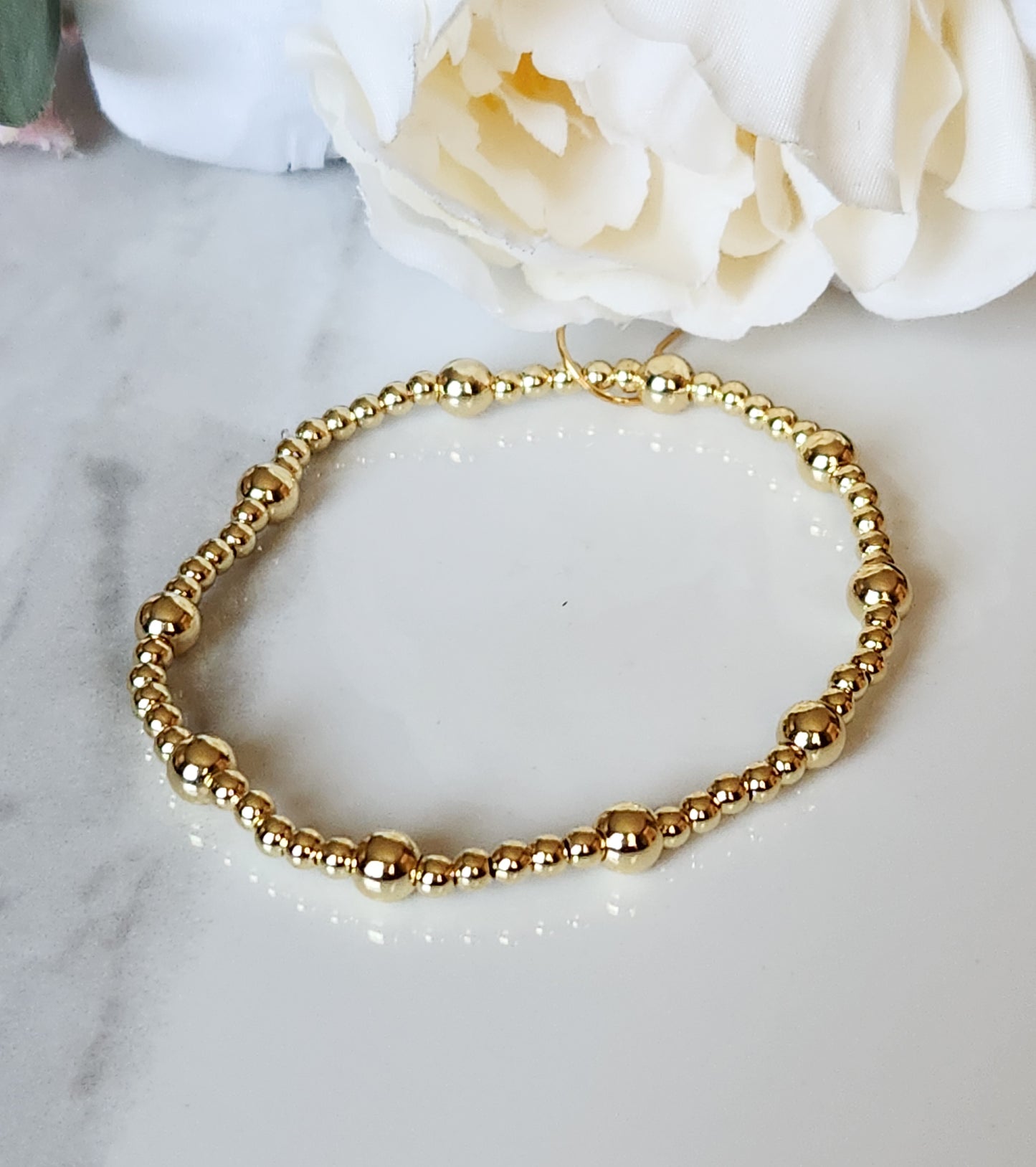 Gold Filled Beaded Stretch Bracelet