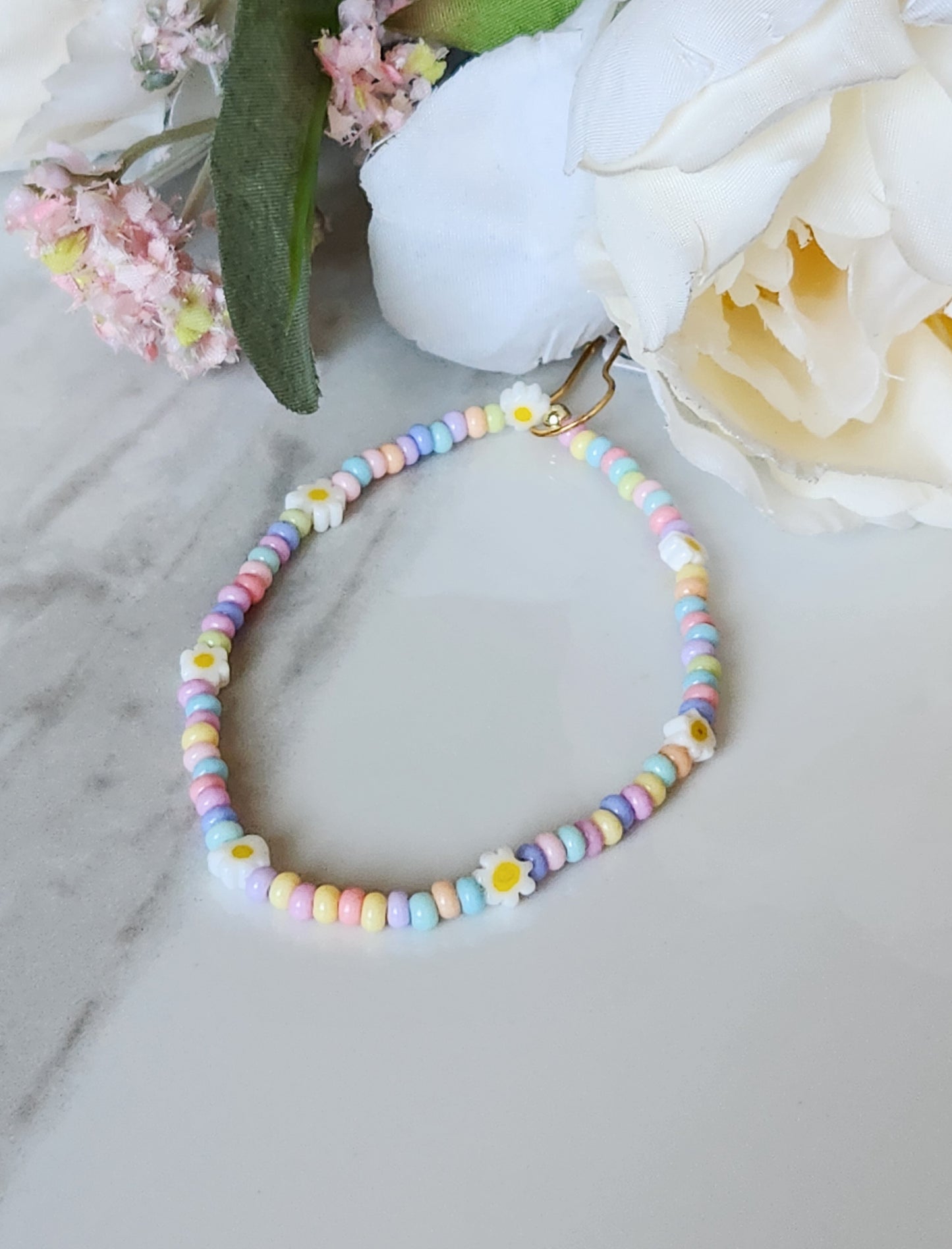 Colorful & Flower Beaded Stretch Bracelet