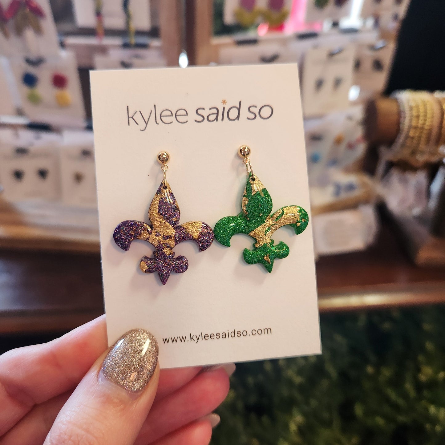Mardi Gras Dangles - Fleur de lis