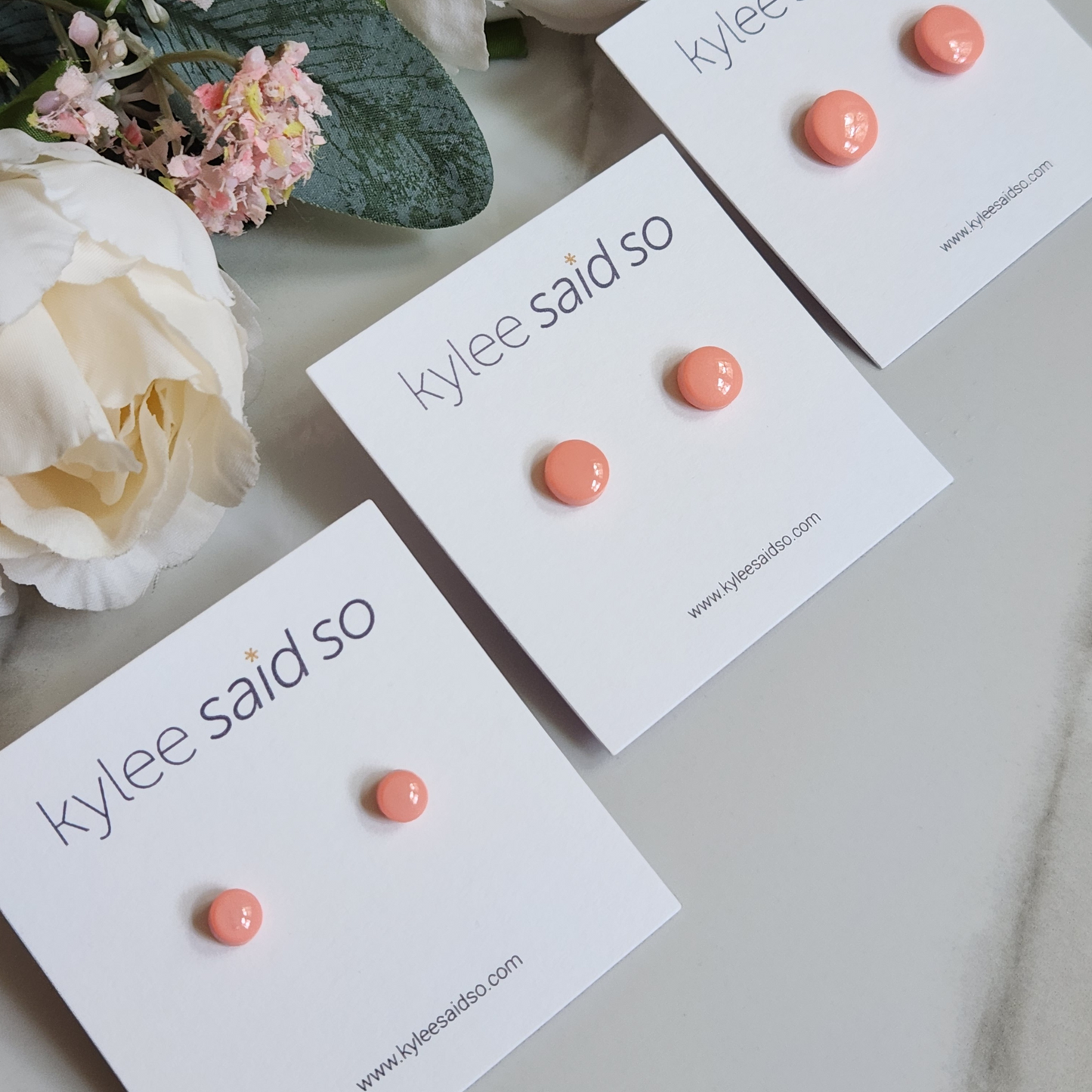 Coral Dot Studs