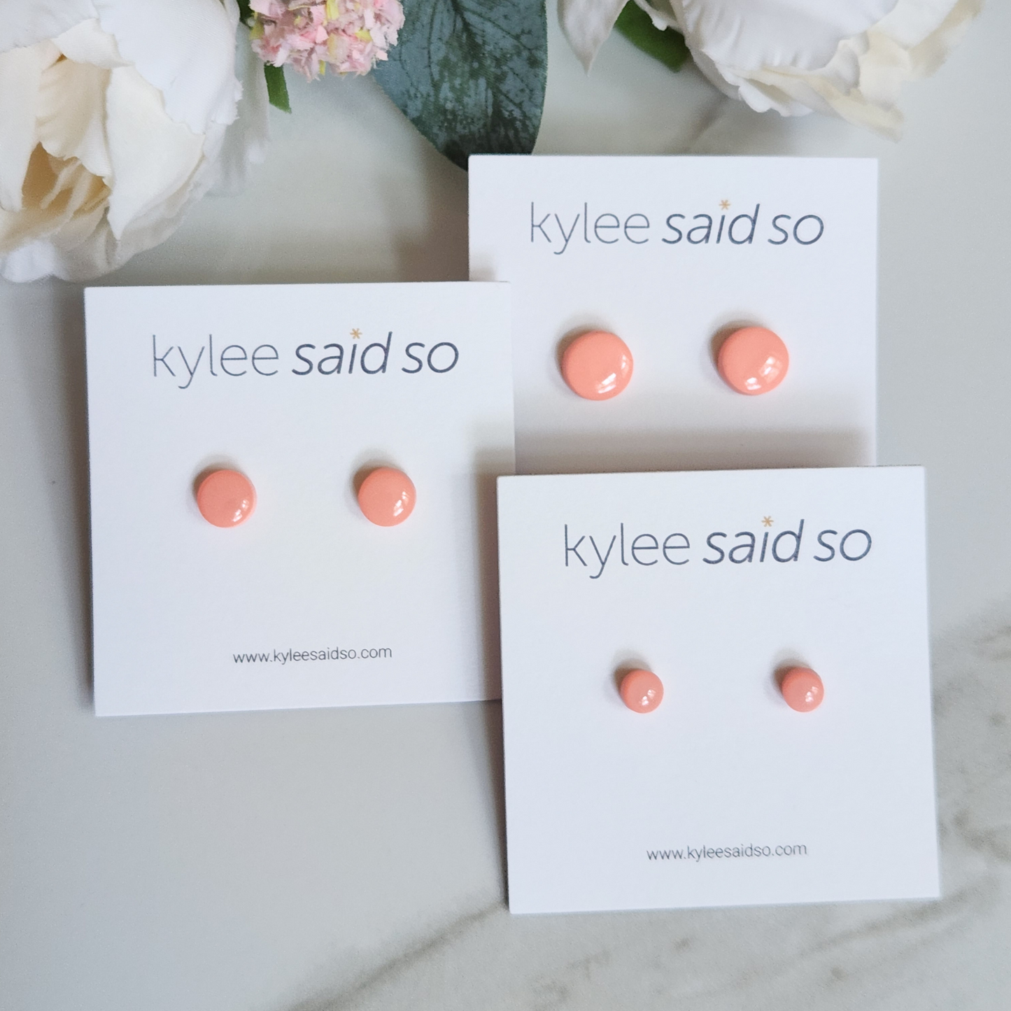 Coral Dot Studs