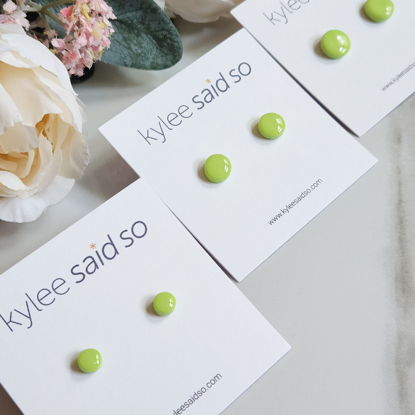 Pistachio Dot Studs