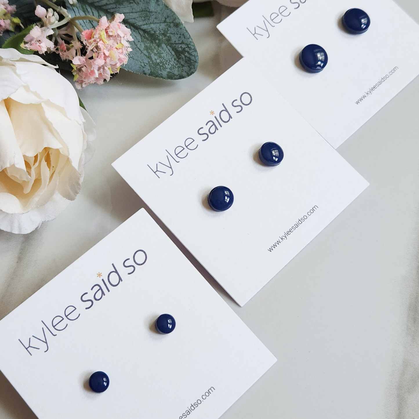 Navy Dot Studs