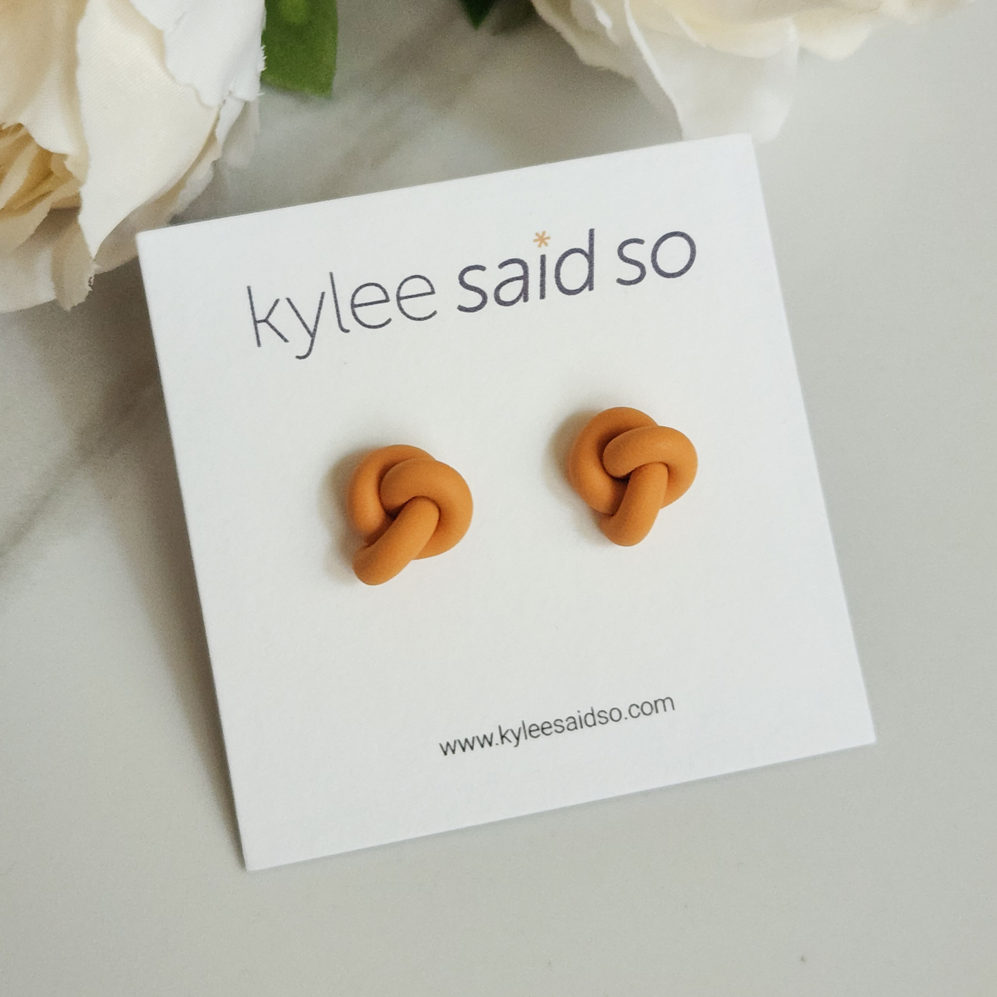 Apricot Knot Stud Earrings