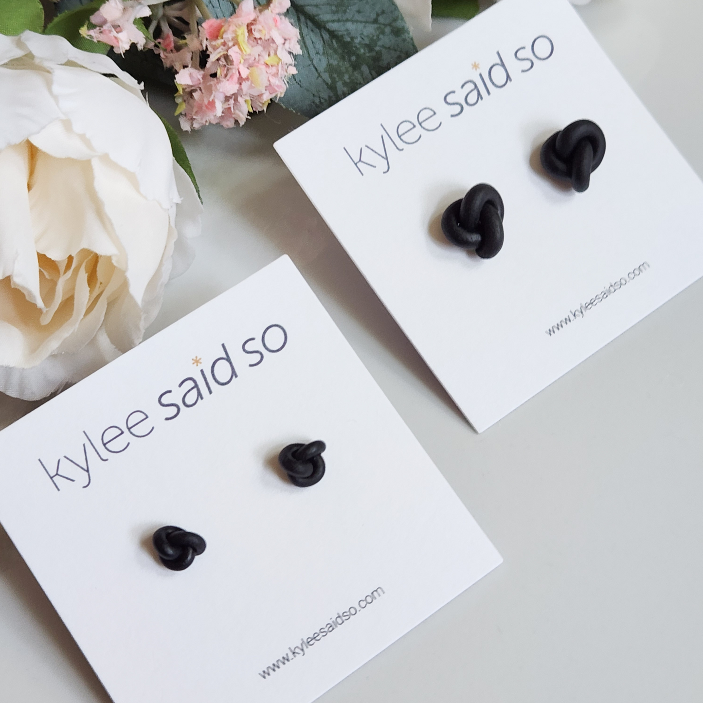 Black Knot Stud Earrings