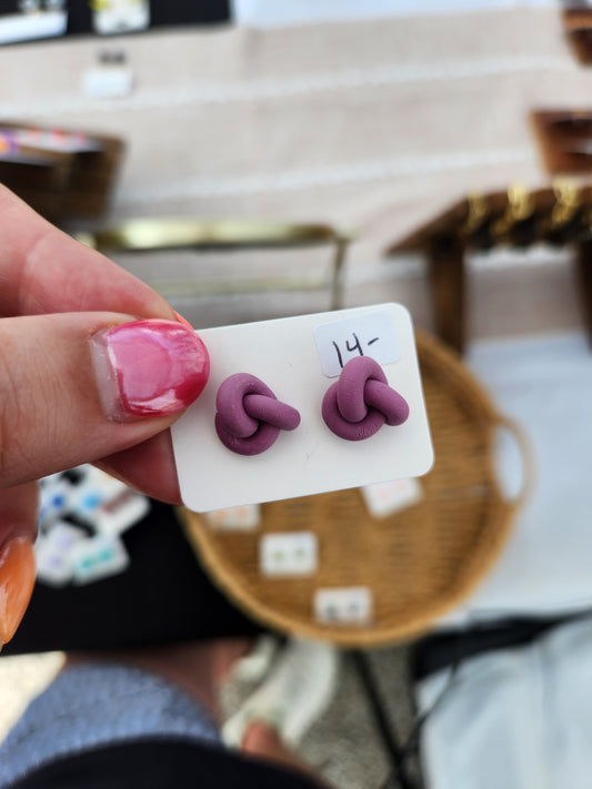 Purple Knot Stud Earrings