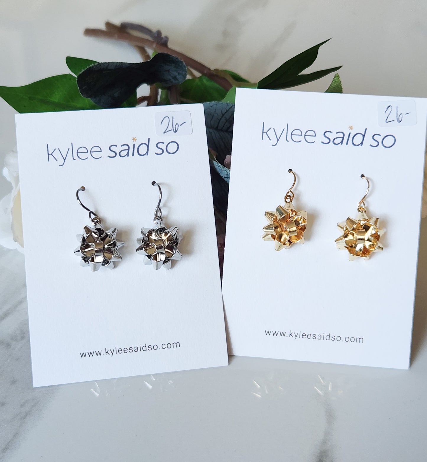 Holiday Bow Dangle Earrings