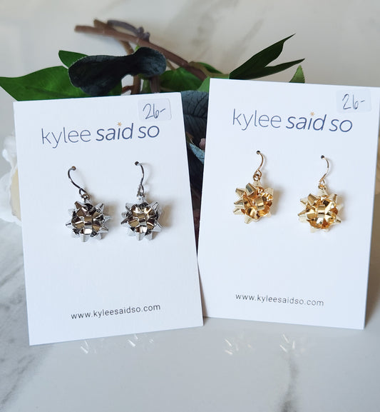 Holiday Bow Dangle Earrings