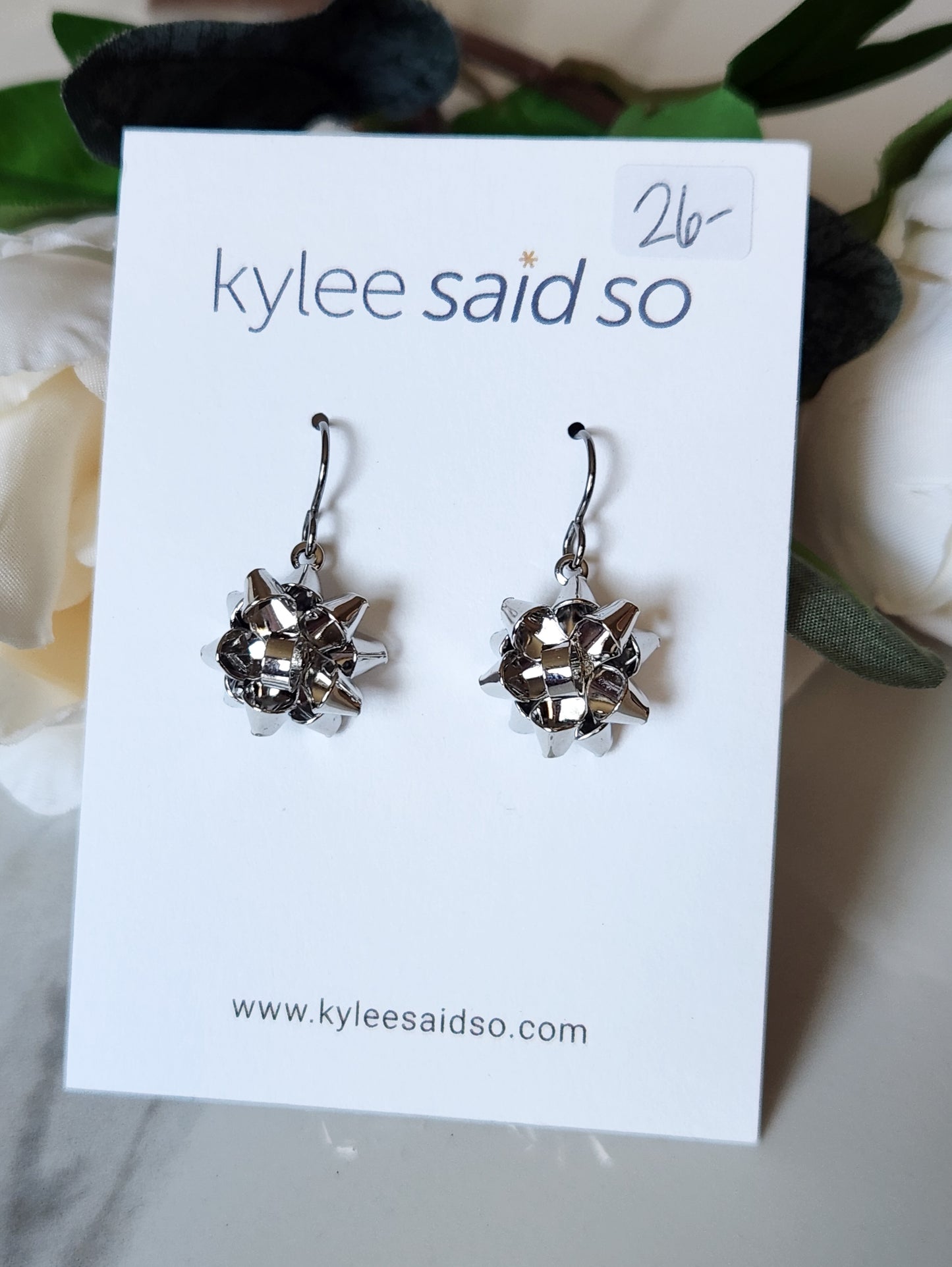 Holiday Bow Dangle Earrings