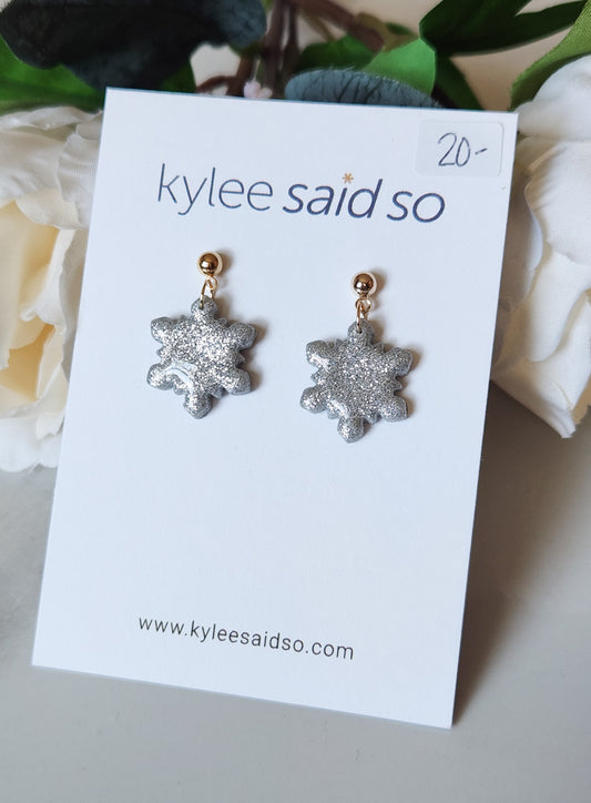 Silver Snowflake Dangle Earrings
