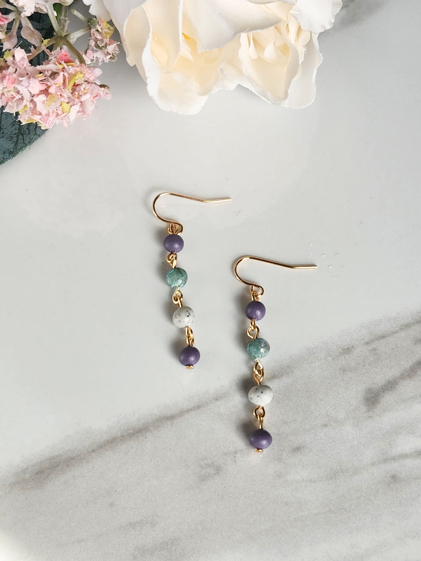 Dainty Clay Beaded Dangle Earrings