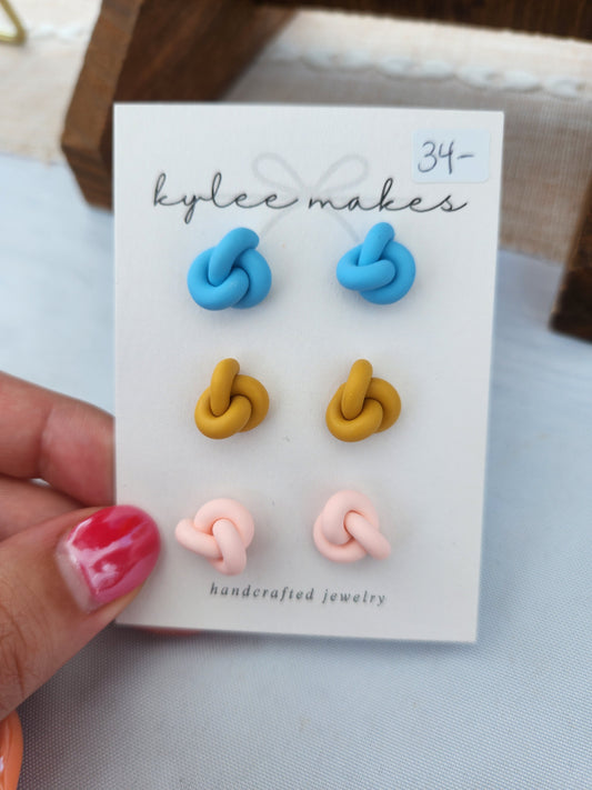 Colorful Knot Stud Earring Pack