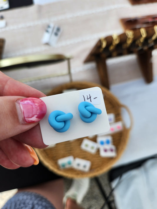 Blue Knot Stud Earrings