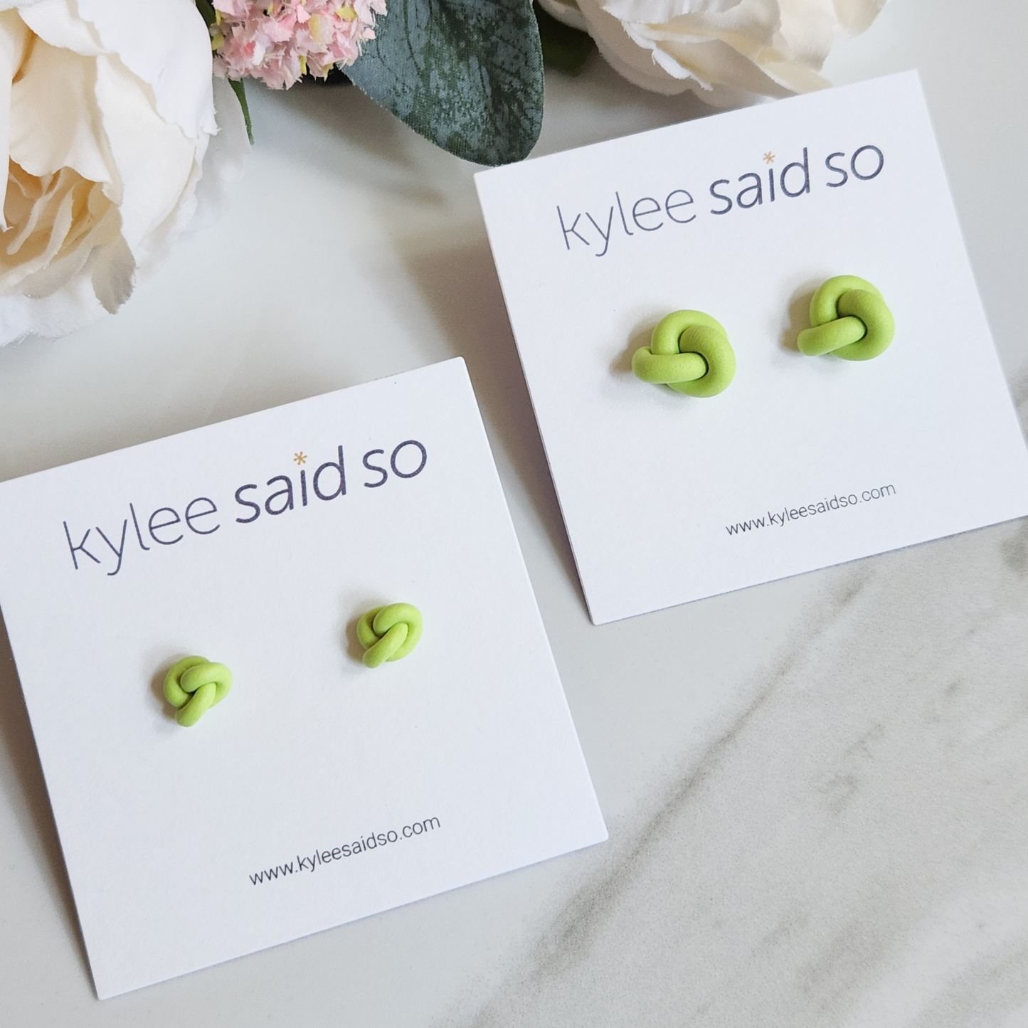 Pistachio Knot Stud Earrings