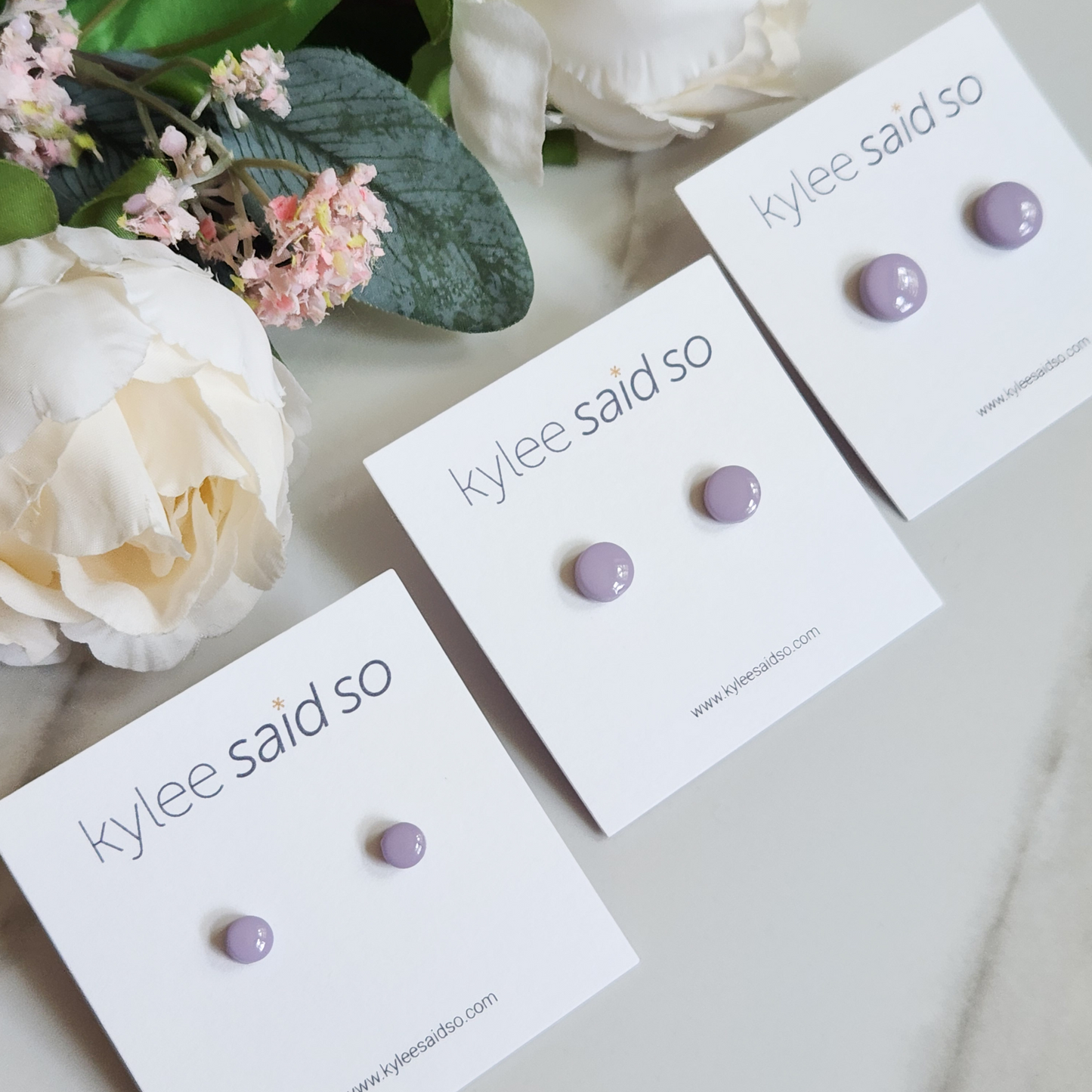 Lavender Dot Studs