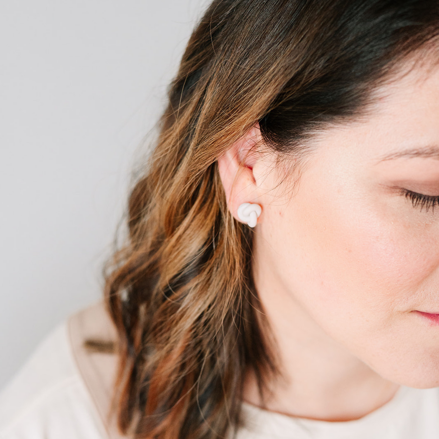 Ivory Knot Stud Earrings