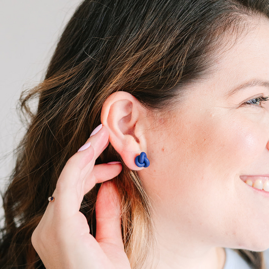 Navy Knot Stud Earrings