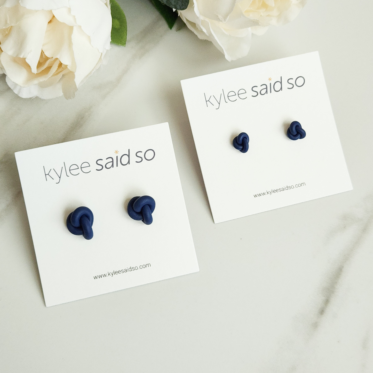 Navy Knot Stud Earrings