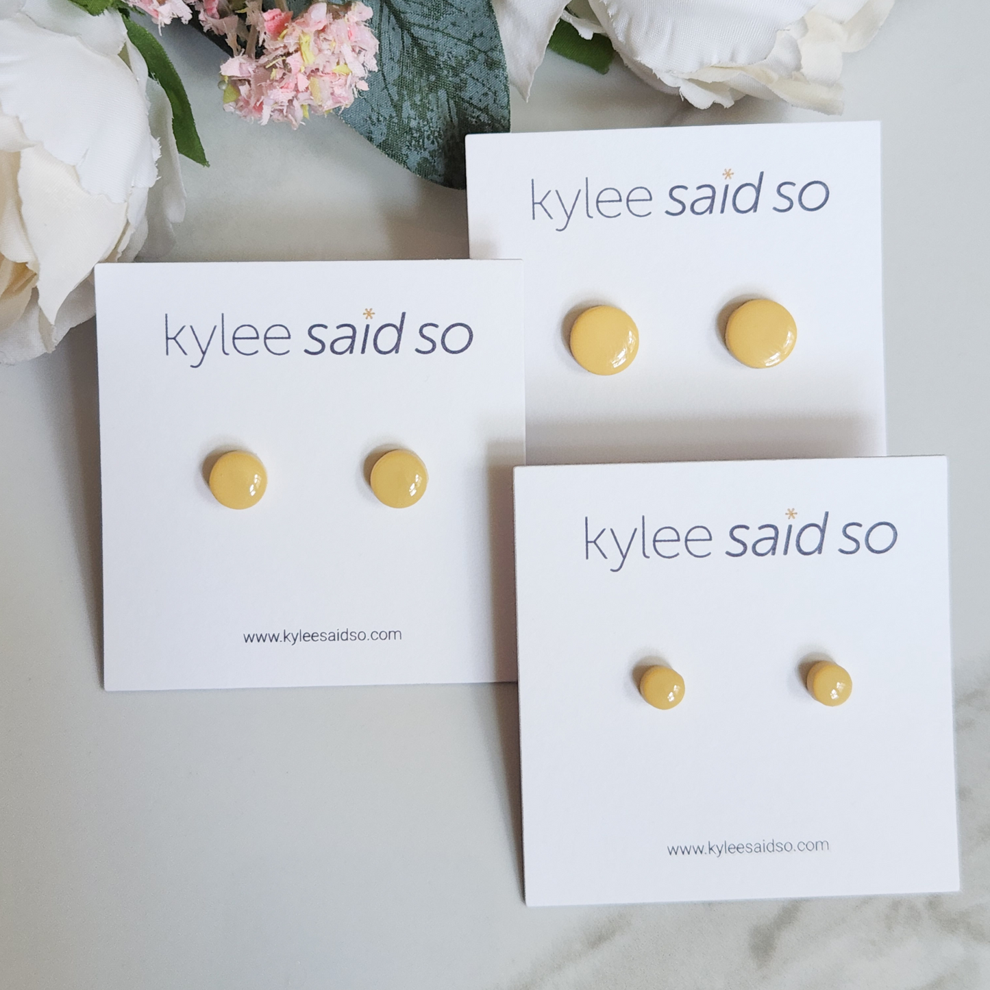 Butter Yellow Dot Studs