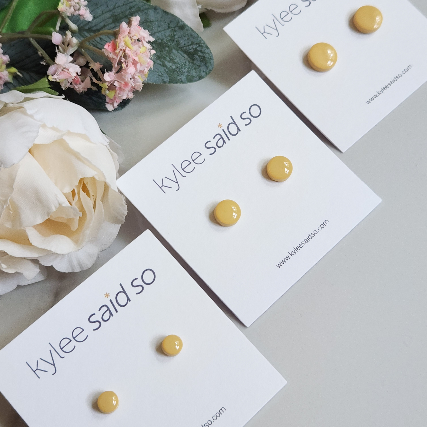 Butter Yellow Dot Studs