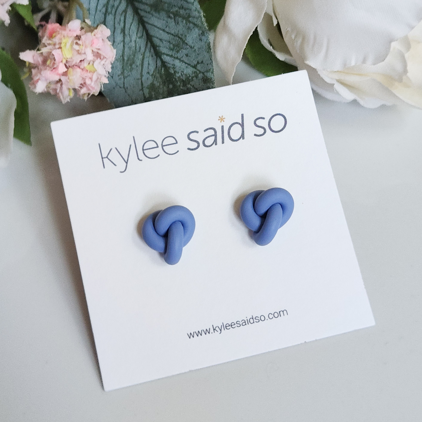 Periwinkle Knot Stud Earrings